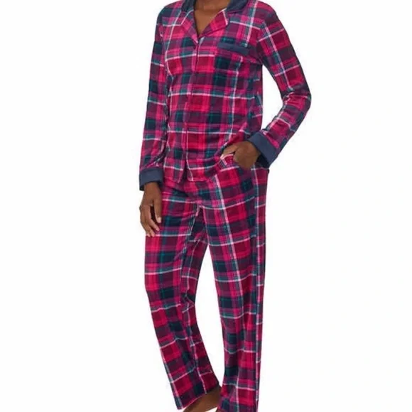 New Carole Hochman Womens' Fleece Notch Collar PJ Set